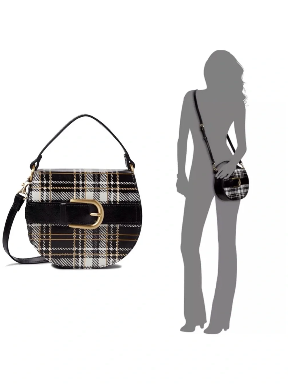 PATRICIA NASH ANNFIELD Plaid Leather Crossbody Bag NEW